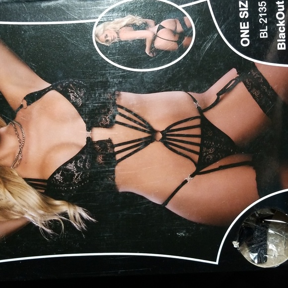 G World 2 pc Teddy and Garters, black - Picture 6 of 7